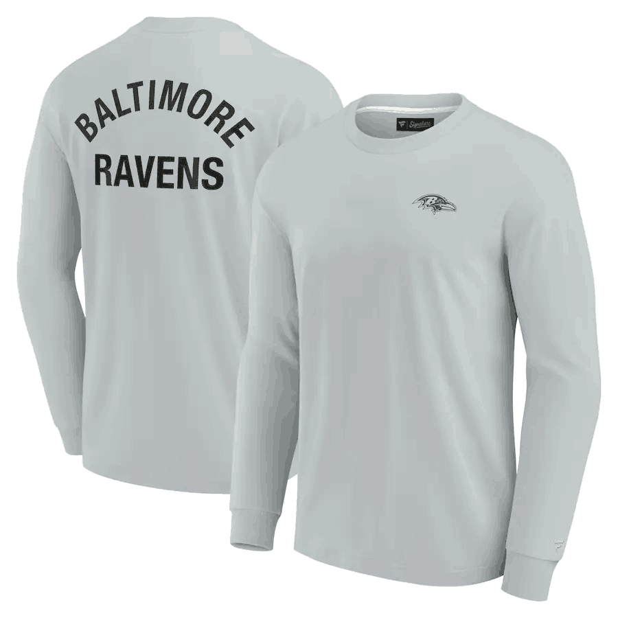 Men's Baltimore Ravens Grey Signature Unisex Super Soft Long Sleeve T-Shirt Men's Baltimore Ravens Grey Signature Unisex Super Soft Long Sleeve T-Shirt